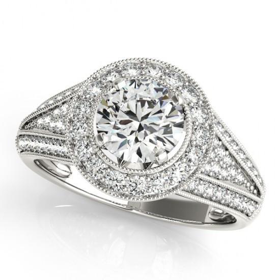 Milligrain Halo Ring 2.50 Karaat Ronde Diamant Massief Wit Goud 14K