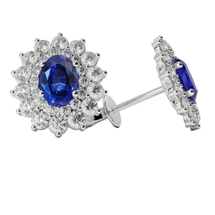 Mooie 5.50 karaat Sri Lanka Sapphire Diamonds Studs Oorbellen Halo - harrychadent.nl