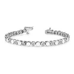Prachtige Lunette Kastzetting Ronde Natuurlijke Diamanten Dames Armband Witgoud 5.40 Ct