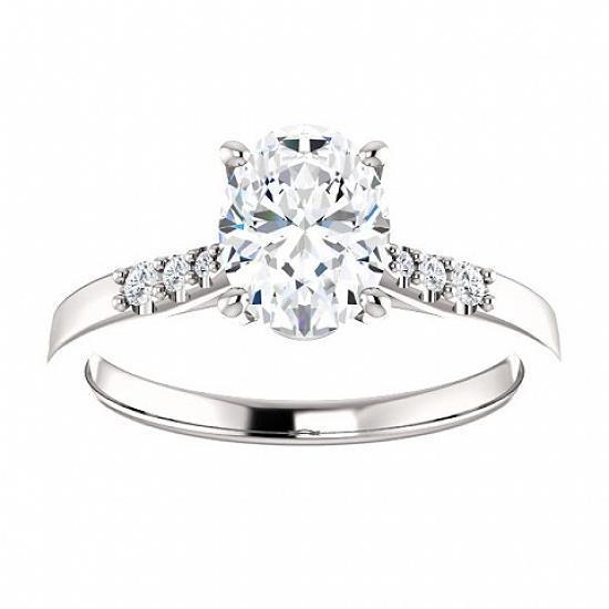 Mooie Ovaal Geslepen Echt Diamanten Ring Met Accenten 1,20 Karaat Witgoud