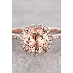 Morganiet en diamanten ronde geslepen ring van 11,50 ct rosé goud 14k
