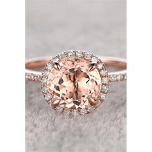 Afbeelding in Gallery-weergave laden, Morganiet en diamanten ronde geslepen ring van 11,50 ct rosé goud 14k - harrychadent.nl
