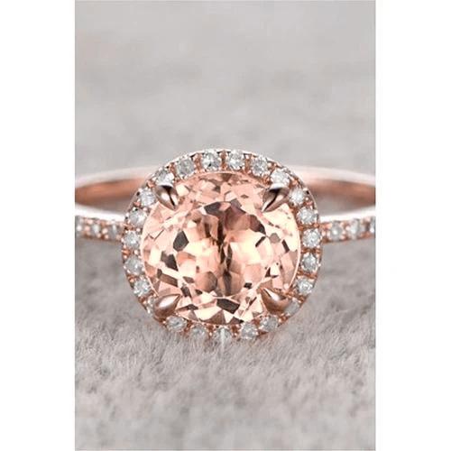 Morganiet en diamanten ronde geslepen ring van 11,50 ct rosé goud 14k - harrychadent.nl
