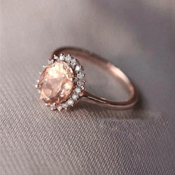 Morganite met diamanten 11,75 karaat trouwring Rose goud 14K Nieuw