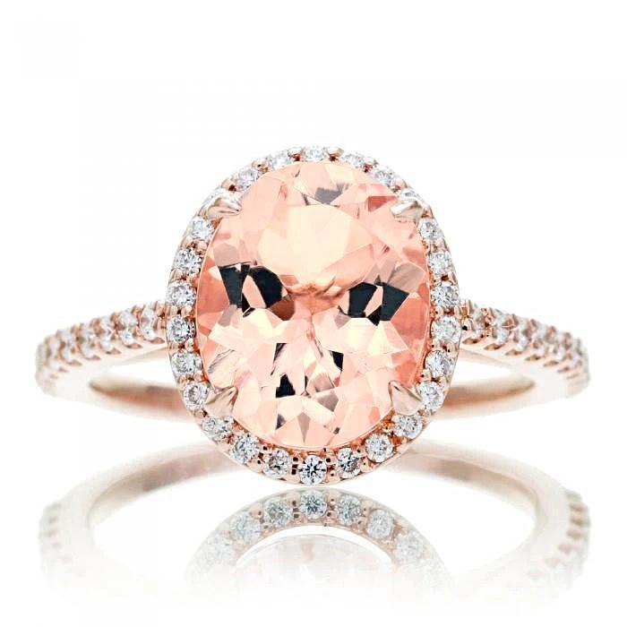 Morganite met diamanten 27,50 karaats ring Rose goud 14K - harrychadent.nl