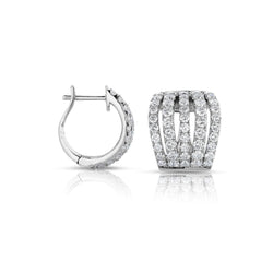 Multi Row 3,80 karaat Echt Diamanten Dames Hoepel Oorbellen 14K Wit Goud