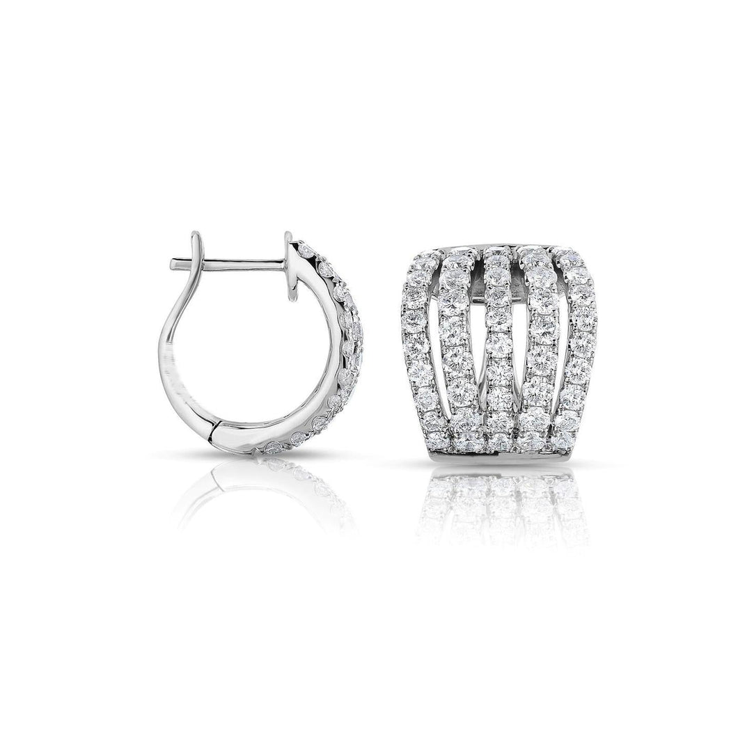 Multi Row 3,80 karaat Echt Diamanten Dames Hoepel Oorbellen 14K Wit Goud - harrychadent.nl