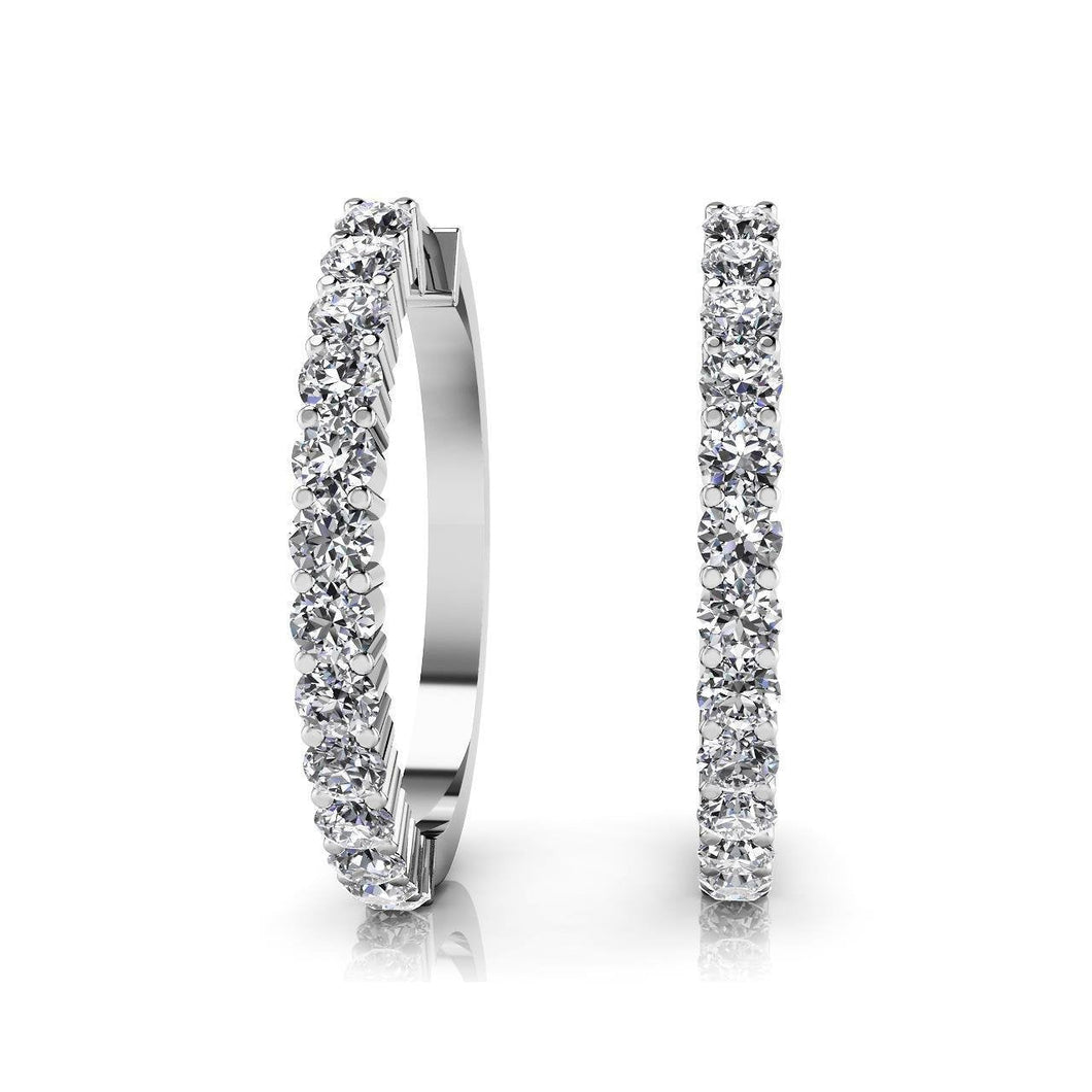 Must Have Hoop Echt Diamonds Oorbellen Briljant Geslepen Wit Goud 2 Ct Rond