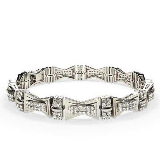 Natuurlijk klein rond geslepen 7.50 ct. Diamanten Herenarmband 14K Wg Nieuw - harrychadent.nl