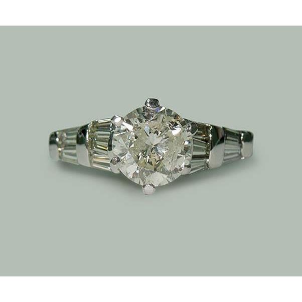 Natuurlijk 1.77 Karaat Ronde & Baguette Diamanten Verlovingsring Wit Goud