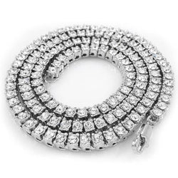 14 Karaat Ronde Natuurlijke Diamanten Tennis Collier 28 Inch Witgoud 14K