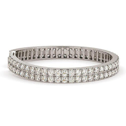 15 Karaat Rond Dubbele Rij Natuurlijke uit de a aarde gewonnen Diamanten Tennisarmband WG