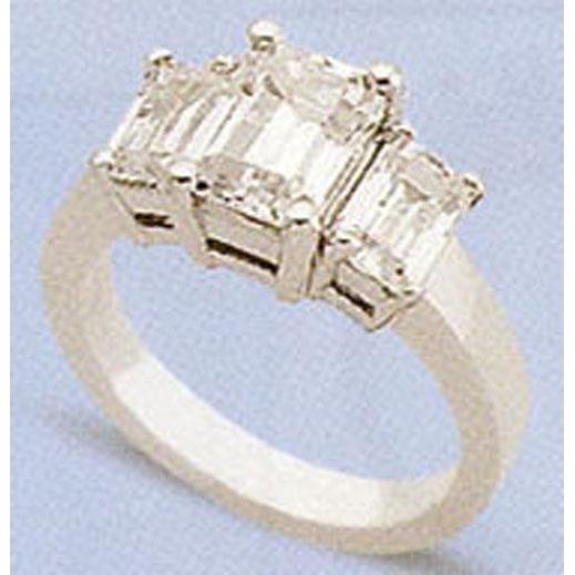 Natuurlijk 2.01 karaat Diamanten Drie Stenen Ring Emerald Cut Sieraden Nieuw