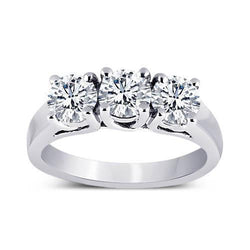 Natuurlijk 3 karaat Ronde Diamanten Huwelijksverjaardag Ring 3 Stenen Sieraden