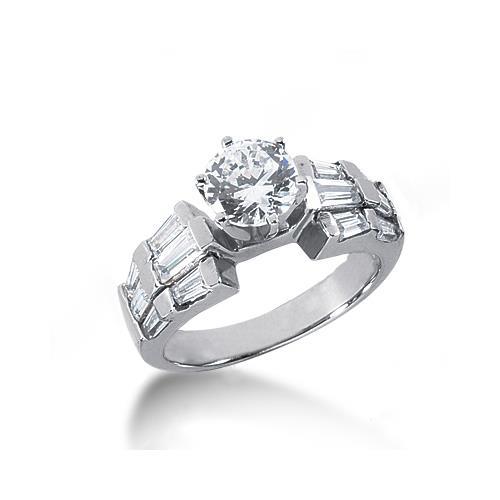 Natuurlijk 3 karaat Ronde en Baguettes Diamanten Jubileum Ring Wit Goud 14K - harrychadent.nl