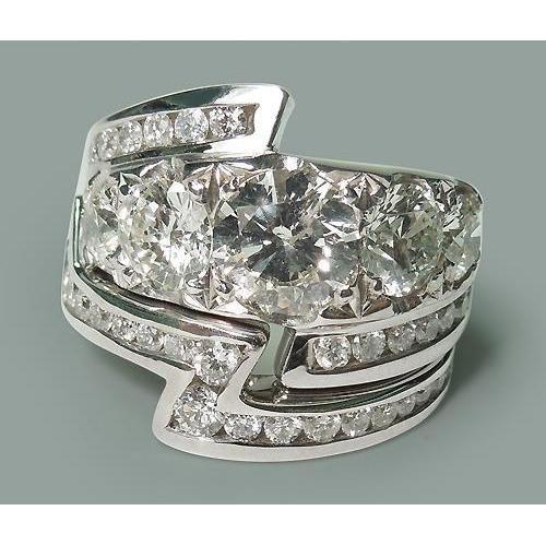 Natuurlijk 4.55 karaat Ronde Diamanten Trouwring en Band Set - harrychadent.nl