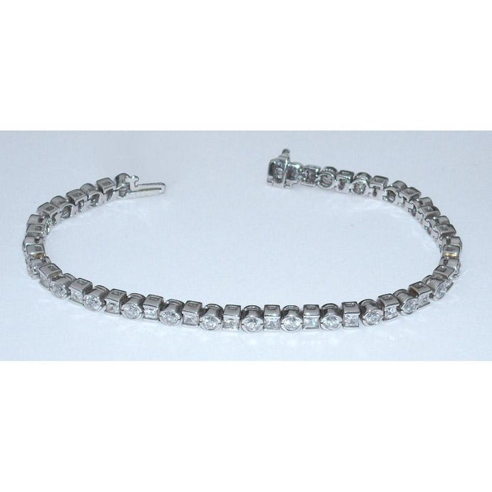 Natuurlijk 6.25 karaat Diamanten Tennisarmband Prinses Ronde Ring - harrychadent.nl