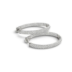 Natuurlijk 6.50 karaat Kleine Ronde Geslepen Diamanten Dame Hoepel Oorbellen Goud Wit