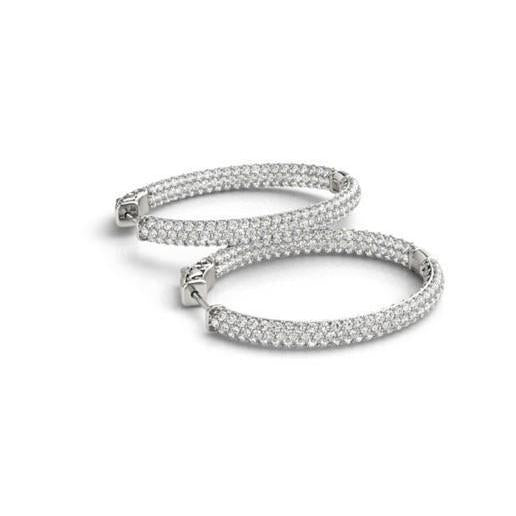 Natuurlijk 6.50 karaat Kleine Ronde Geslepen Diamanten Dame Hoepel Oorbellen Goud Wit - harrychadent.nl