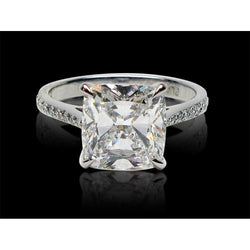 6 Karaat Solitaire Kussen Natuurlijke Echte Diamant ( Niet labgekweekt ) Trouwring Met Accenten