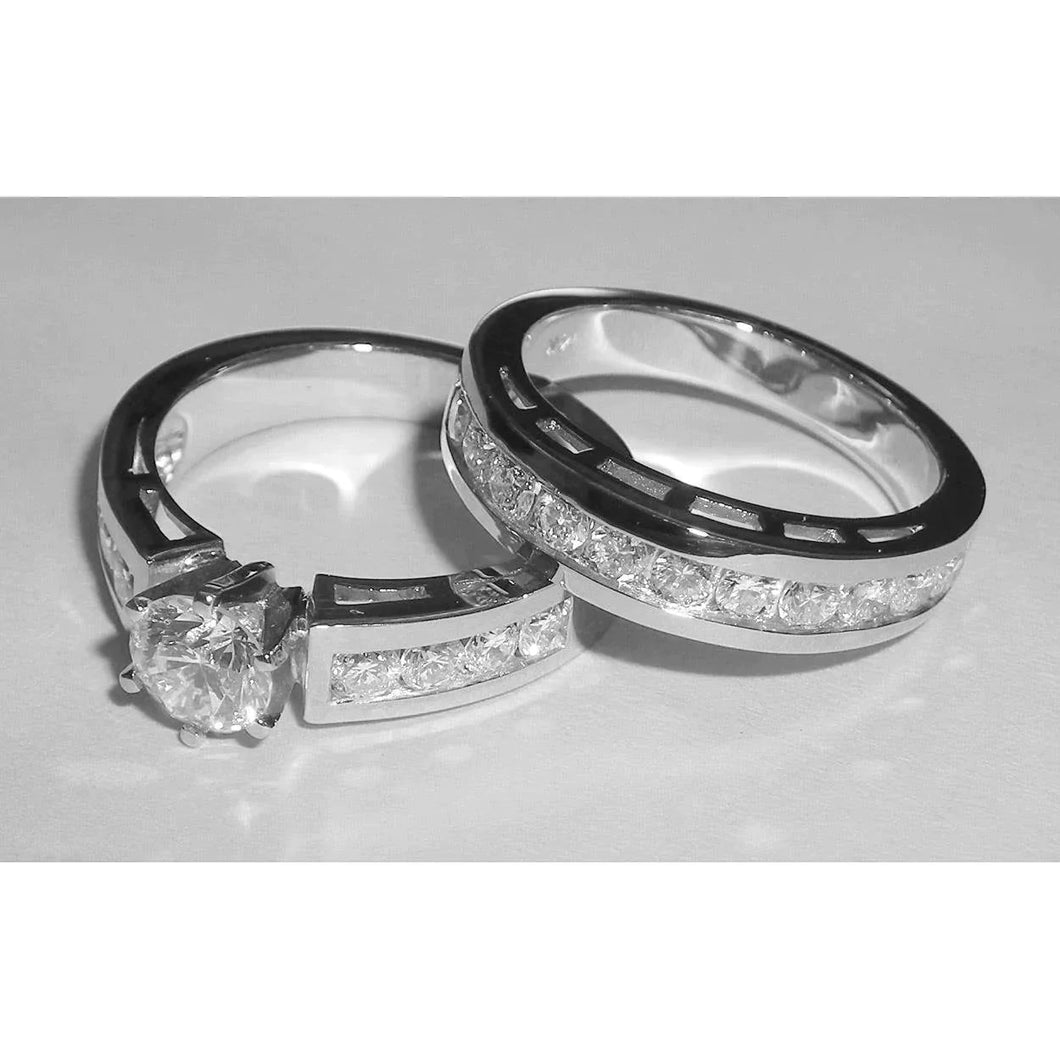 Natuurlijk Aangepaste Sieraden Ronde Diamanten Bruidsring Verlovingsset