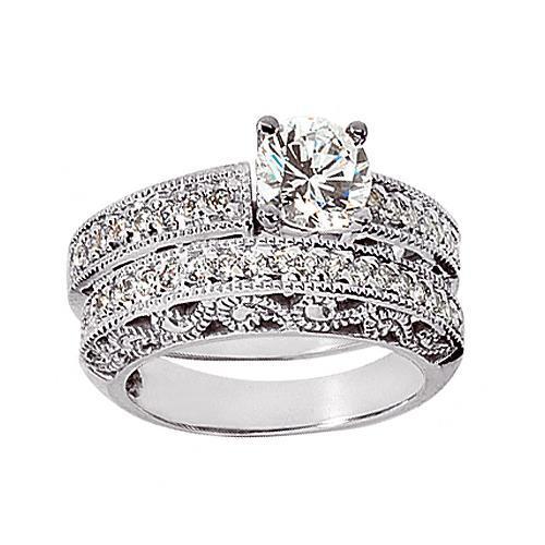 Natuurlijk Antieke Stijl Diamanten Verlovingsring Band set 1,95 karaat - harrychadent.nl