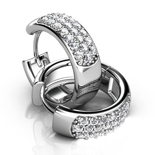 Natuurlijk Brede Diamond Huggie Oorbellen