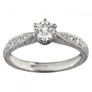 Natuurlijk Fonkelende Ronde Diamanten Ring in Antieke Stijl 2,25 karaat Witgoud 14K - harrychadent.nl