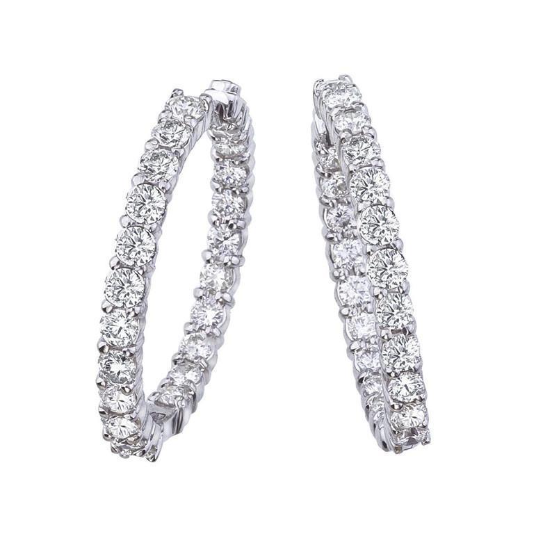 Natuurlijk Griffen Set F Vvs1 6,50 karaat Diamanten Hoepel Oorbellen Goud Wit 14K - harrychadent.nl