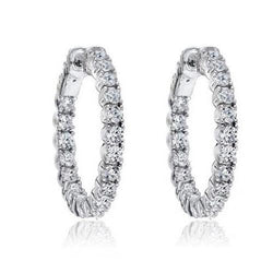 Natuurlijk Mooie Ronde Geslepen Diamanten Hoepeloorring Dames Gouden Sieraden