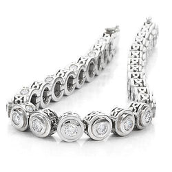 Rond Geslepen 7 Karaat Natuurlijke uit de a aarde gewonnen Diamanten Tennisarmband Witgoud Fijne Sieraden