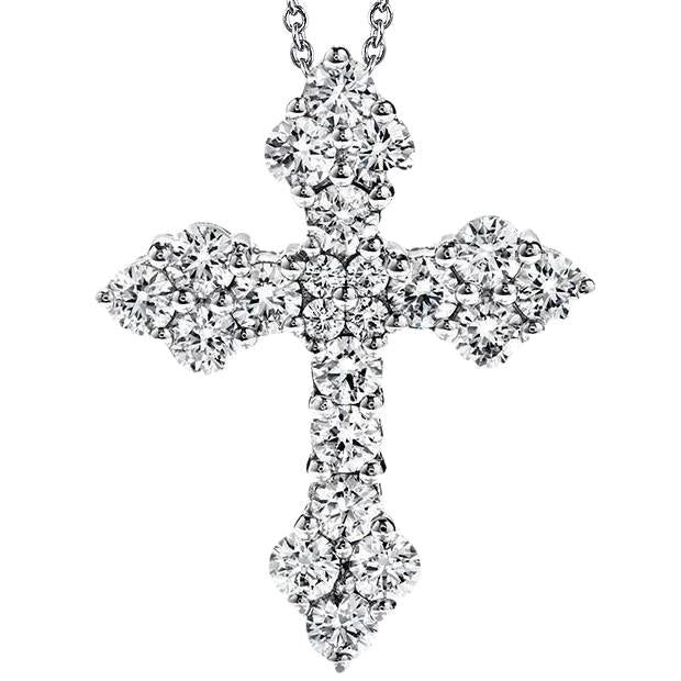 Natuurlijk Witgoud 14K 3,80 Ct. Briljant Geslepen Diamanten Kruis Hanger Ketting - harrychadent.nl