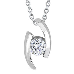 Natuurlijke bezel set 1,00 karaat ronde geslepen diamanten hanger ketting WG 14K