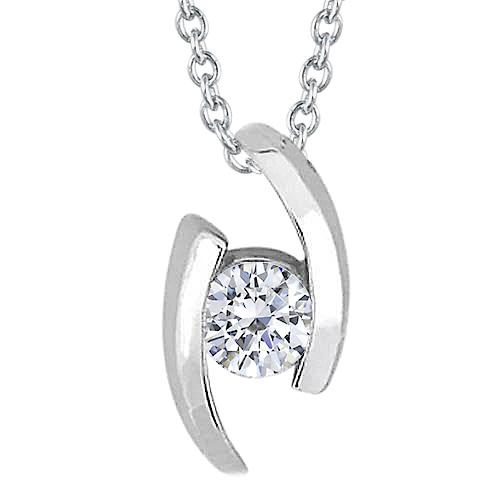 Natuurlijke bezel set 1,00 karaat ronde geslepen diamanten hanger ketting WG 14K - harrychadent.nl