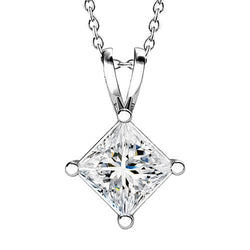 Natuurlijke prinses geslepen diamanten halsketting hanger 2,0 karaat witgoud 14K