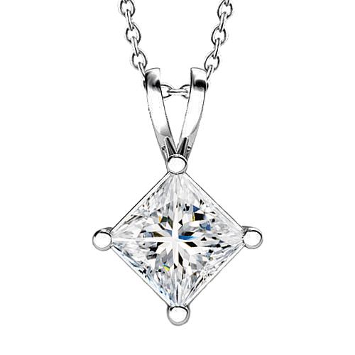 Natuurlijke prinses geslepen diamanten halsketting hanger 2,0 karaat witgoud 14K - harrychadent.nl