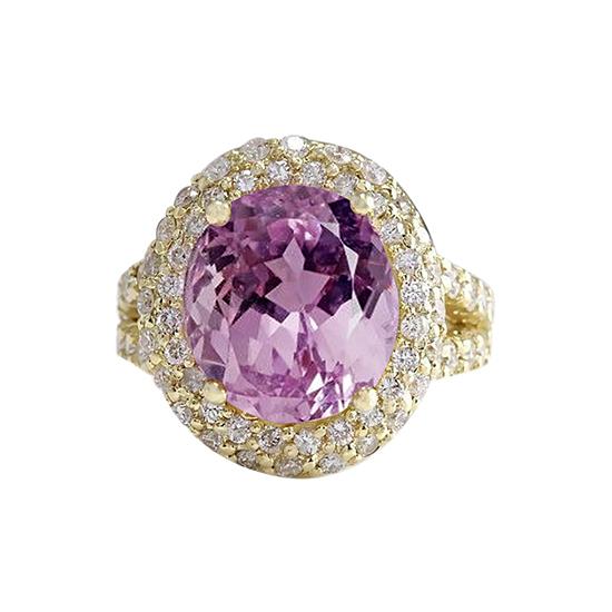 Natuurlijke roze kunziet en diamanten ring Geelgouden fijne sieraden 23 ct - harrychadent.nl