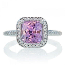 Natuurlijke roze kunziet met diamanten ring dame sieraden goud 18.45 ct