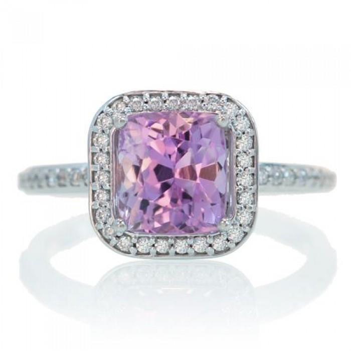 Natuurlijke roze kunziet met diamanten ring dame sieraden goud 18.45 ct - harrychadent.nl