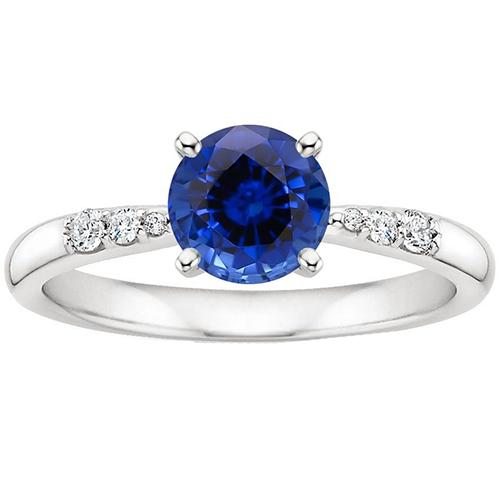 Natuurlijke solitaire ronde blauwe saffier met accenten Sieraden 2,50 karaat - harrychadent.nl