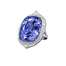 Afbeelding in Gallery-weergave laden, Natuurlijke tanzaniet met diamanten Ring van 23,75 ct witgoud 14K - harrychadent.nl
