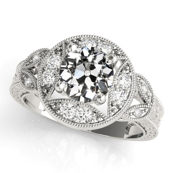 Old Miner Diamond Halo Ring Milgrain antieke stijl 3,25 karaat - harrychadent.nl