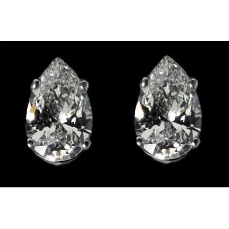 Oorbellen Pear Cut Echt Diamant G Si1 Stud Post 2,50 Ct. Goud