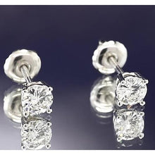 Afbeelding in Gallery-weergave laden, Oorknopjes 2 karaat ronde diamanten sieraden wit goud 14K - harrychadent.nl
