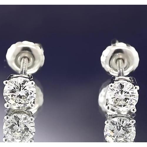 Oorknopjes 2 karaat ronde diamanten sieraden wit goud 14K - harrychadent.nl