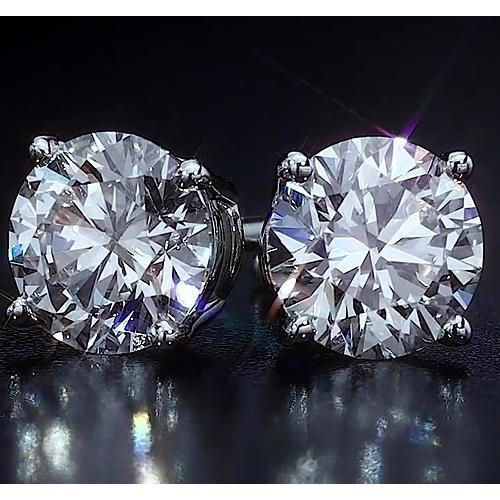 Oorknopjes 4 karaat ronde geslepen diamanten sieraden wit goud 14K - harrychadent.nl