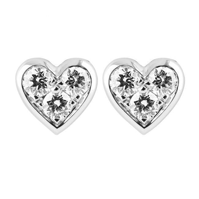 Oorknopjes in hartvorm 2.10 ct witgoud 14K rond geslepen diamanten - harrychadent.nl