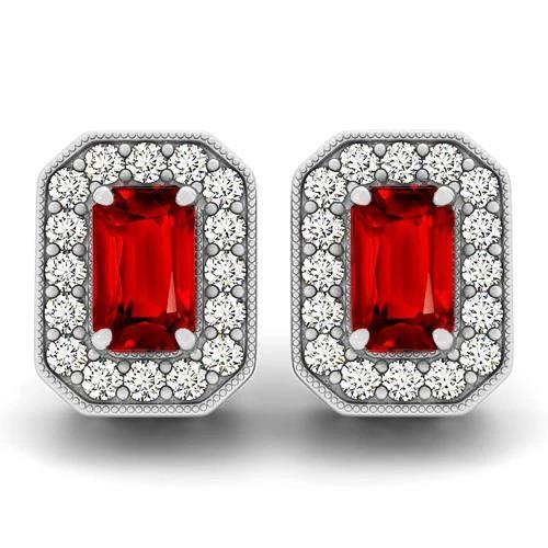 Oorknopjes met robijn en diamanten 6,50 ct witgoud 14k - harrychadent.nl