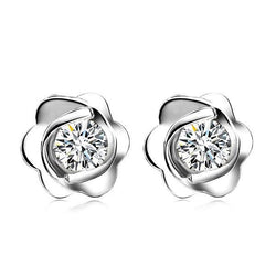 Oorknopjes In Bloemstijl 2.20 Ct Rond Geslepen Echt Diamanten Witgoud 14K