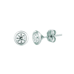 Oorknopjes Met Echt Diamanten Bezelset 1 Karaat 14K Witgoud